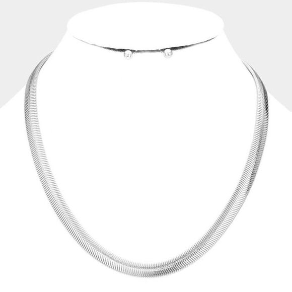 Silver Metal Chain Necklace Set NWT - Picture 1 of 7